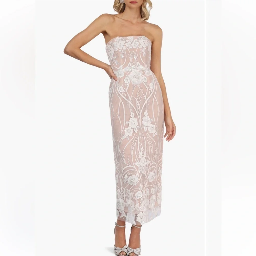 NWT HELSI Catherine sequin Floral Lace strapless Dress XS - Picture 2 of 11